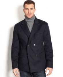 The look of luxury is this cashmere and wool blend jacket from Armani Jeans.