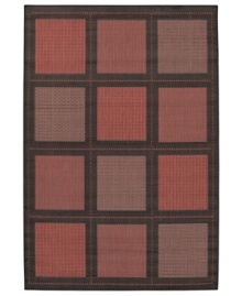 A handsome windowpane pattern in terra cotta and black gives this Couristan rug classic appeal. With a flat weave construction woven of recyclable polypropylene, the indoor/outdoor rug is ultradurable and mildew resistant, making it the perfect choice for entryways, patios, mudrooms and beyond.