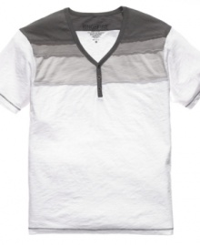 Make some progress on your casual look with this henley from Ring of Fire.