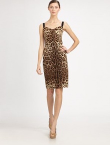 A classic pencil silhouette, rendered in crisp cotton printed with an exotic leopard print.Sweetheart necklineAdjustable shoulder strapsWaist seamStretch silk liningConcealed back zipAbout 23½ from natural waist97% cotton/3% elastaneDry cleanMade in Italy of imported fabricAdditional Information Women's Premier Designer & Contemporary Size Guide 