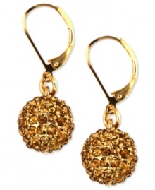 Fashion on fire. Anne Klein's alluring drop earrings highlight fireball accents with topaz crystals for sizzling style. Finished with a leverback closure. Crafted in gold tone mixed metal. Approximate drop: 1 inch.