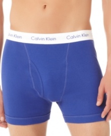 Stretch out in style and comfort with these big & tall-sized boxer briefs from Calvin Klein.