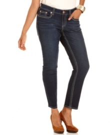 Snag polished casual style with Seven7 Jeans' plus size skinny jeans, finished by a dark wash.