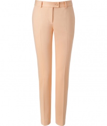 With a sleek tailored cut and delicious shade of apricot, Moschino C&Cs slim fit trousers are a chic way to dress up polished daytime looks - Side and buttoned back slit pockets, zip fly, tabbed button closure, belt loops - Slim tailored fit - Wear with a silk blouse, leather belt and heels