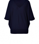 With its classic hue and silk mixed cashmere, Ralph Lauren Blacks dolman sleeve pullover is an effortless chic choice - V-neckline, elbow-length dolman sleeves, fine ribbed hemline - Loosely fitted - Wear with bright white skinny jeans and slipper-style loafers