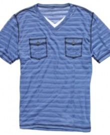 Keep it casual and easy with this v-neck t-shirt from Bar III.