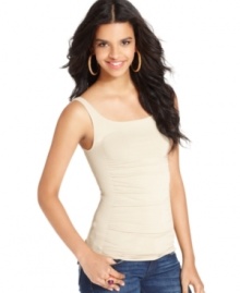 With ruching details, this Bar III fitted tank is perfect for layering all your fave tops!