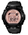 A touch of pink adds feminine style to the tough durability of this shock-resistant watch from Baby-G.