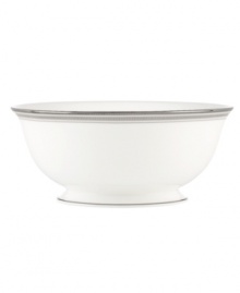 Dressed in soft grays and ribbons of platinum, the Palmetto Bay serving bowl by kate spade makes your table a destination for modern elegance.