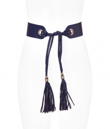 Cinch your look in style with this ultra-luxe obi style tie belt from Diane von Furstenburg - Obi style, bead and tassel-detailed, gold-tone hardware - Style with a slinky evening dress or tie around your favorite cardigan for an amped up day look