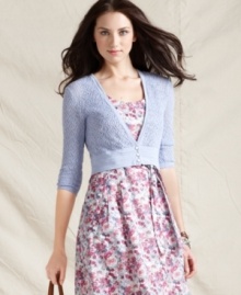 Rendered in pointelle knit, this Tommy Hilfiger cardigan is light enough for warmer days. The cropped fit makes it a perfect match with springtime dresses, too!