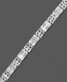 Polished and precise. This stylish men's bracelet features chic rectangular links and round-cut diamonds in a row (1/2 ct. t.w.). Crafted in sterling silver and titanium. Approximate length: 8-1/2 inches.