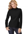 Karen Scott offers a cool-weather staple with this mock turtleneck top. Try it with jeans or khakis for everyday style that stays cozy and classic.