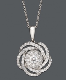 Tie up your look in elegant sparkle. Wrapped in Love(tm) pendant features an exquisite knot design covered in round-cut diamonds (1 ct. t.w.). Setting and chain crafted in 14k white gold. Approximate length: 18 inches. Approximate drop: 1/2 inch.