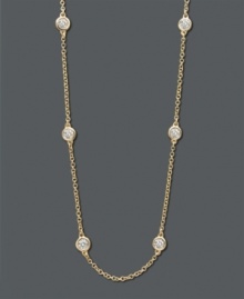 A simple strand of sparkling elegance. A delicate 14k gold chain from Trio by Effy Collection features seven stations of  bezel-set, round-cut diamonds (1/2 ct. t.w.). Approximate length: 16 inches + 2-inch extender.