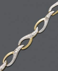 Let elegant style unfurl at your wrist. Victoria Townsend's luminous ribbon bracelet highlights round-cut diamond accents set in 18k gold over sterling silver. Approximate length: 7 inches.