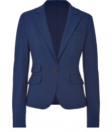 Add instant chic to your workweek look with this fitted blazer from Piazza Sempione - Notched lapels, single-button closure, long sleeves, flap pockets at waist, fitted silhouette - Pair with a blouse, matching straight leg pants, and classic pumps