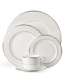 A sweet lace pattern combines with platinum borders to add graceful elegance to your tabletop. The classic shape and pristine white shade make the Venetian Lace place settings a timeless addition to any meal. From Lenox's dinnerware and dishes collection. Qualifies for Rebate