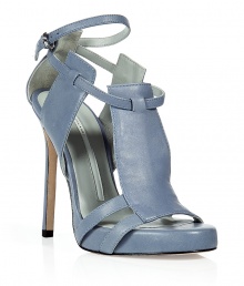 The certifiable must-have shoes of the season, these fashion-forward Camilla Skovgaard sandals are undeniably sexy - Multi-panel front, ankle strap with buckle closure, ultra-high stiletto heel - Style with floral printed skinny jeans, a sheer blouse, and a draped front leather jacket