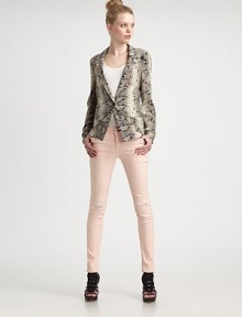 The classic single-button blazer, updated in an eye-popping snake-print silk.Notch collarLong sleevesSingle button closureSlash pocketsVented backAbout 25 from shoulder to hemSilkDry cleanImportedModel shown is 5'10 (177cm) wearing US size Small.