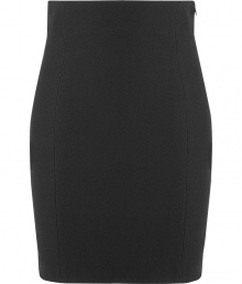 Luxurious pencil skirt in black synthetic fiber/rayon blend - classic slim pencil cut, high waist - pleasant mid-thigh length - figure flattering, you never wore a skirt which shapes such curves and has a slimming effect - works at the office with a blazer and blouse, in the evening wih a tunic and sandals