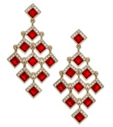 Let elegance reign with these chandelier earrings from Charter Club. Diamond-cut beads in siam hues are paired with clear accents for a luxe appearance. Crafted in gold tone mixed metal. Approximate drop: 2-1/2 inches.