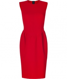 With its ladylike cut and rich red coloring, Roksanda Ilincics ruby red sheath is an elegant choice, as flattering as it is eye-catching - Round neckline, sleeveless, pleated waist, exposed metal full back zip - Tailored fit - Wear with heels and chunky statement jewelry