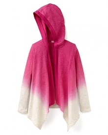 Better than your average hoodie: this ombre-dyed hooded wrap brings refinement to a casual staple.