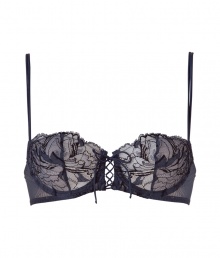 Turn up the heat in this ultra-luxe lace-up bra from La Perla - Lace-up front detail, lace overlay, underwire, d?colletage-enhancing shape, adjustable wide set straps, back hook and eye closure - Perfect under a low cut sheath dress or paired with matching panties for stylish lounging