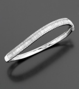 This beautiful diamond bracelet features a unique swirled shape with an exquisite combination of round-cut and baguette-cut diamonds (2 ct. t.w.) set in 14k white gold.