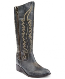 Elaborate stitching on the vamp of Steve Madden's Graced western boots makes all the difference.