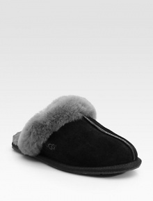 Shearling lining and trim create the ultimate in casual luxury. Round-toe design Rubber sole Imported Fur origin: AustraliaOUR FIT MODEL RECOMMENDS ordering true size.. 