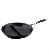 Conceived by celebrity chef Devin Alexander and expertly crafted by Circulon, this unique nonstick skillet features a brilliant split-pan design that lets you cook ingredients separately: make healthy scrambles and other delicious dishes with lots of veggies and little or no fat! Lifetime warranty.