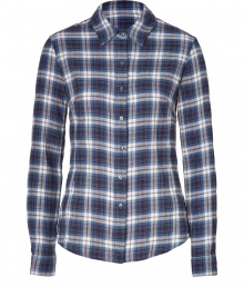 Garment dyed with extra softener for that perfectly worn-in feel, James Perses plaid shirt is an effortless cool choice for casual looks - Classic collar, long sleeves, buttoned cuffs, button-down front - Relaxed fit - Wear with tissue tanks and favorite skinnies