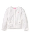 Pink and pretty with bright white buttons and pocket bow details, this Lilly Pulizter cardigan's sure to be her girly go-to sweater.