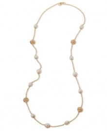 Carolee creates a shimmering illusion with this stunning necklace that features glass pearls and glass crystal-accented gold tone beads. Crafted in 12k gold-plated mixed metal. Approximate length: 36 inches.