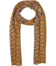 Elevate your accessories wardrobe with Missonis optical contrast knit scarf, a contemporary-cool take on the brands iconic aesthetic - Raw finished ends - Wrap around everything from denim jackets to modern tailored felted wool coats