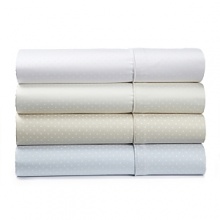 These cotton twill Charisma pillowcases are finished with tailored single pleat hem. Comes in an iconic pigment print Swiss Dot design that pairs back to Charisma Fashion bedding. Can also be found in a palette of four midtown colors.