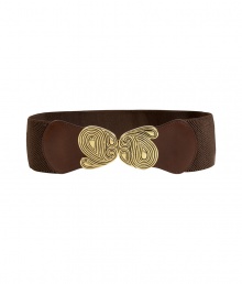 Work Etros iconic paisley into your accessories wardrobe with this super sophisticated chocolate stretch belt, perfect for pairing with form-fitting dresses - Front hook closure - Pair with colorful sheaths and chic chocolate leather riding boots