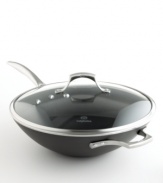 Enjoy stir-fried veggies and Asian-style entrees at their best. The Calphalon Unison  flat-bottom wok ensures easy, effective high-heat cooking with traditional sloped sides and an exclusive Sear nonstick cooking surface to lock in flavors. Lifetime warranty.