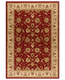 Taking its namesake from the original Kashan rugs of Persia, this area rug displays a regal look with intricate medallions in rich tones like crimson, gold, sage and black. Made in the USA of lush, heat-set polypropylene for sheer durability and effortless style.