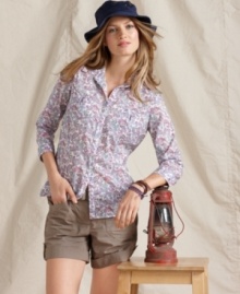 Classic paisleys lend polished pizazz to this button-front shirt from Tommy Hilfiger. Pair it with anything from khaki shorts to denim skirts!