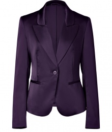 Detailed with just the right amount of stretch for a flawless tailored fit, Steffen Schrauts satin blazer is a statement take on sultry sophistication - Peaked lapel, long sleeves, buttoned cuffs, buttoned front, slit pockets - Tailored fit - Team with everything from tees and skinnies to cocktail sheaths and heels