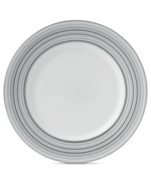 Band together around dinnerware that's equally suited for every day and entertaining. Clean lines and shades of gray in white bone china define the Islington accent plate with easy sophistication. From Royal Doulton.