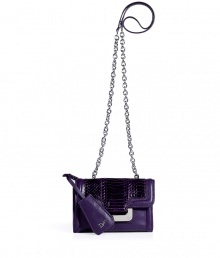 A mini version of the must-have Harper silhouette, this Diane von Furstenberg crossbody bag will update your cocktail-ready look - Front flap with magnetic snap closure, back slit pocket with hidden magnetic snap, lip-shaped mirror attached to handle, chain detailed shoulder strap, inside zippered back wall pocket, back logo detail - Pair with a flirty frock and heels