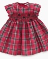 Traditional in style is this lovely taffeta plaid dress by First Impressions adorned with tiny bows at the waist.