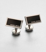 Classic, rectangular shaped cuff links with a solid enamel inlay, complete with signature logo detail for a sophisticated, finishing touch.Brass/enamel½ x ¼Imported