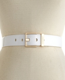 Crisp whites and golden shine take this Nine West belt to new style heights. Pair with floral skirts for a fab combo!