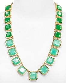 Crazy about color. This tonal tile necklace from kate spade new york is all about hue, accented by gorgeous graduated gemstones in captivating shades of green.