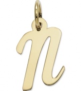 The perfect gift for Nicole. This polished N initial charm features a pretty, small script design in 14k gold. Chain not included. Approximate length: 7/10 inch. Approximate width: 3/10 inch.